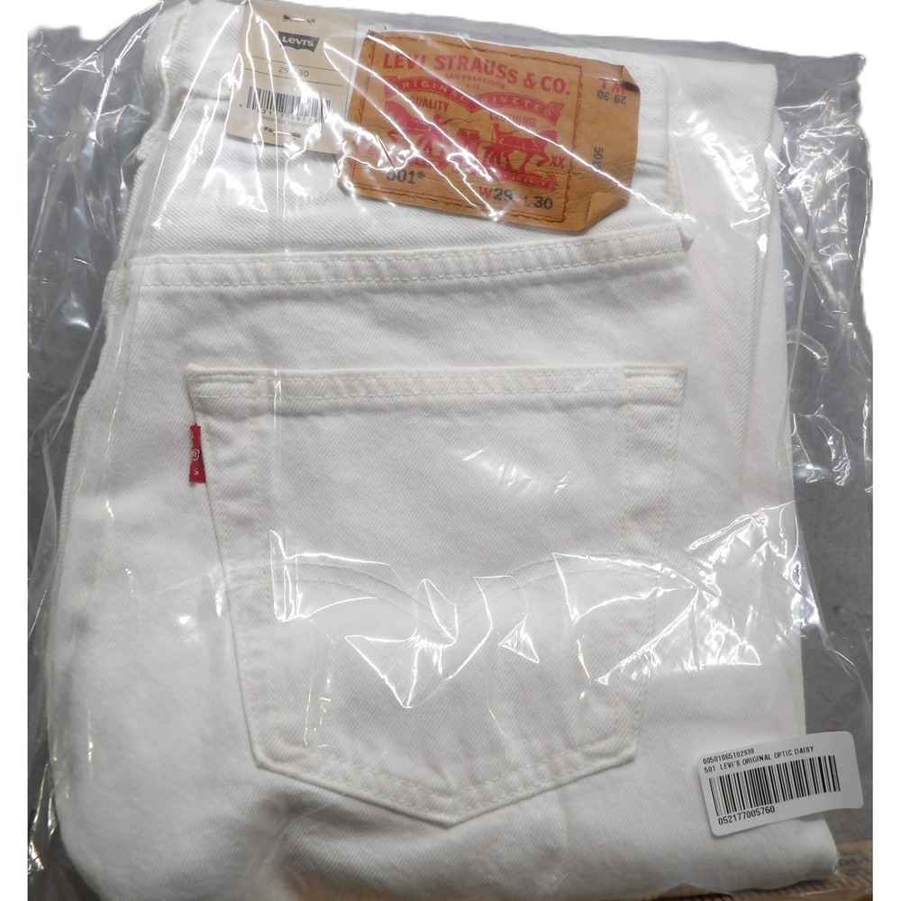 NWT Levi's 501 Original Optic Daisy Jeans Men W29xL30 White Cotton Straight Logo